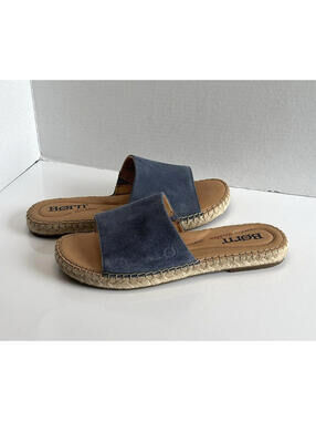 Born Drilles Sandals Women 11 M Blue Suede Casual Slip On Comfy Espadrille Slide